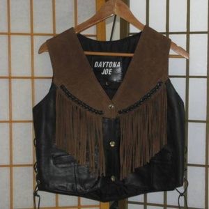 Leather Fringed Motorcycle Vest